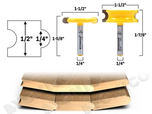 1/4" Bead 2 Bit Canoe Joint Router Bit Set - 1/4" Shank - Yonico 13201q - Picture 1 of 1