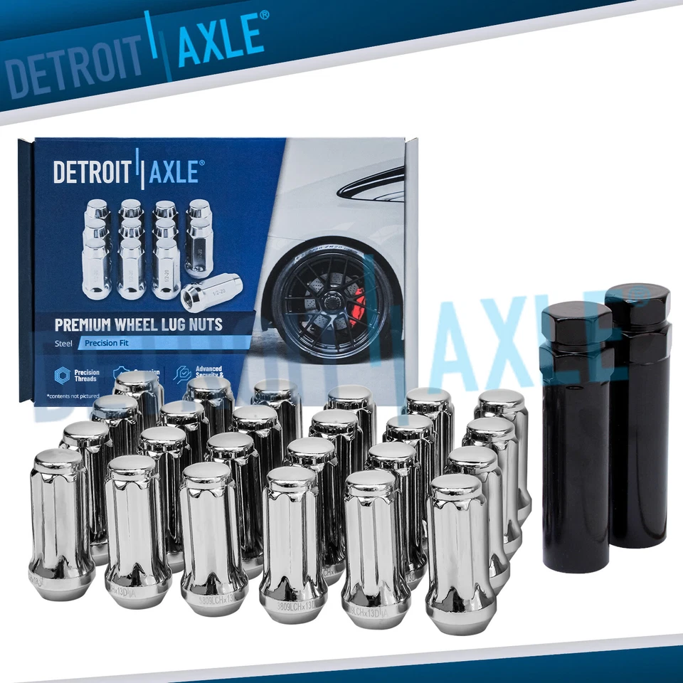 26pc 14x1.5 Chrome Wheel Lug Nuts w/ Two Keys for Silverado Sierra Yukon XL 1500 - Image 1 of 4