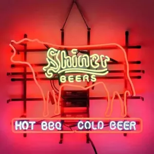 Shiner Bier heiß BBQ kaltes Bier Leuchtreklame 24"x20" Licht Lampe Garage Kunstwerk DS - Bild 1 von 1