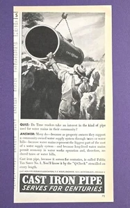 1946 STAMPA VINTAGE AD -PIPE IN GHISA RICERCA ASSOC. CHICAGO SERVE 4 SECOLI - Foto 1 di 1