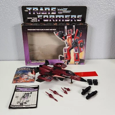 Deception Thrust 1985 Vintage G1 Transformers Action Figure Complete W/ Box - Image 1 of 4