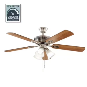 Ceiling Fan, 52 in. Indoor Brushed Nickel w/ LED 3-Light Fixture & 5 Blades - Picture 1 of 12