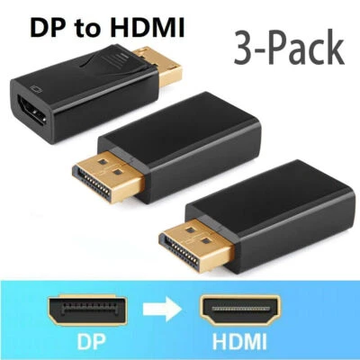 NEW Displayport to HDMI Adapter 4K Display DP to HDMI Converter Female 3-Pack - Image 1 of 4