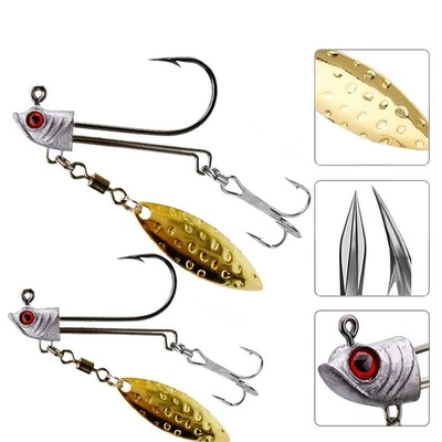 10 Stück Angeln Jigköpfe Underspin Jigköpfe mit Willow Blade 1/4oz 3/8oz... - Bild 1 von 4