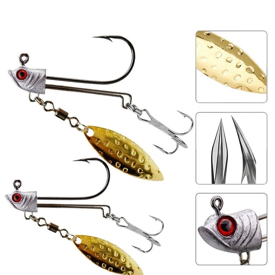 10 Stück Angeln Jigköpfe Underspin Jigköpfe mit Willow Blade 1/4oz 3/8oz... - Bild 1 von 4