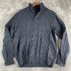GAP Fisherman's Grobstrick Pullover mit Zopfmuster, Herren L, blau Stehkragen Baumwolle - Bild 1 von 9