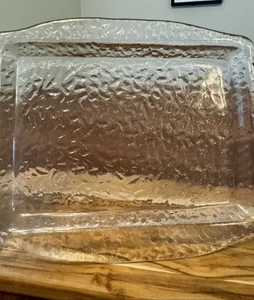 Strukturiertes Tablett aus gehämmertem Glas Blenko? Rechteckiger Vintage Schmuck Waschtisch Geschirr - Bild 1 von 5