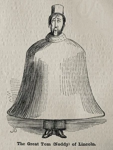 um 1848 THE GREAT TOM (NODDY) BELL OF LINCOLN Original Antique Print - Bild 1 von 2