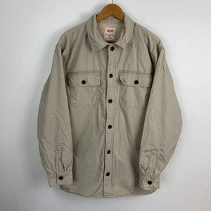 Levi's Overshirt Shacket Mens Medium Beige Ripstop Fleece Lined Shirt White Tab - Picture 1 of 15