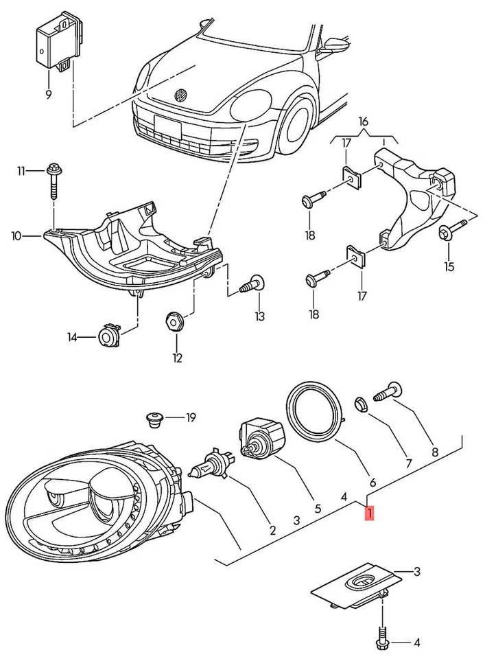 Faro descarga gas original VW Beetle Cabrio Bettle Novo Fusca 5C1941032C Foto 1 de 1