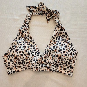 Neu Wild Fable Damen-Badeoberteil 2X Plus Leopardenmuster Glamourös Neckholder hinten zum Binden braun - Bild 1 von 4