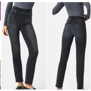 SPANX Straight Leg Jeans Damen Größe Large Vintage Schwarz Denim Neu mit Etikett - Bild 1 von 17
