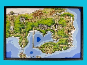 200mm x 200mm (8") 3D Printed Hueforge Art Pokemon Kanto Region Map - Bild 1 von 1