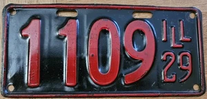 Illinois 1929 Nummernschild niedrige Nummer schöne Qualität # 1109 - Bild 1 von 1