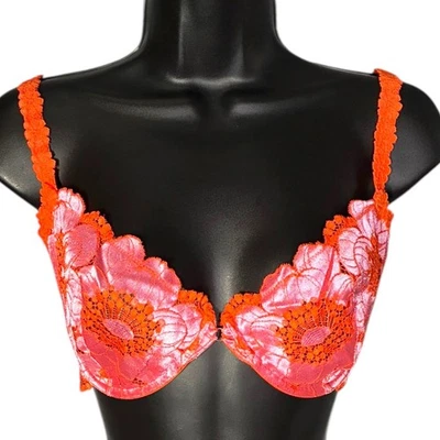 Sujetador Balconette Floral Encaje Savage X Fenty Naranja Rosa 38D (40C 36DD) Foto 1 de 2