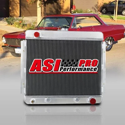 4 Row Aluminum Radiator fit 1962-1967&64 Chevrolet Chevy II Base Nova Nova SS V8 — 第 1/4 张图片