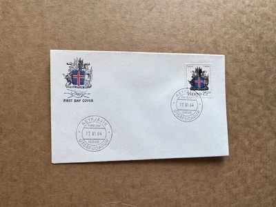 Iceland 1964 FDC (27) Republic of Iceland 20th Anniv #362 +Matching Cachet - Image 1 of 2