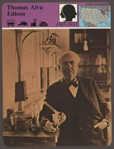 Thomas Alva Edison Story of America Science Invention History Card - Picture 1 of 1