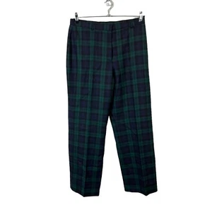 Jones New York Pants Women Sz 12 Plaid Wool Country Lined Flat Front Blue Green - Picture 1 of 9