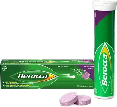 Berocca Blackcurrant Energy Vitamin C, B1 B2 B3 B5 B12 & Magnesium - 15 Tablets - Image 1 of 4