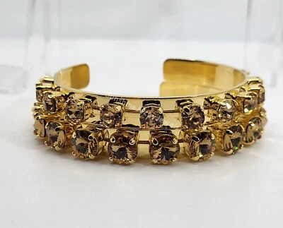 m/w Swarovski Crystal Lt Colorado Topaz Stones Gold Plated Cuff Bracelet; Brown - Image 1 of 2