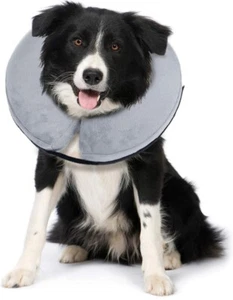 Protective Inflatable Recovery Collar Does Not Block Vision E-Collar M, Grey - Picture 1 of 7