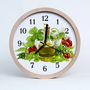Tulup wooden clock 25fi cm wall clock kitchen clock - Basil seasoning living roo - Picture 1 of 7