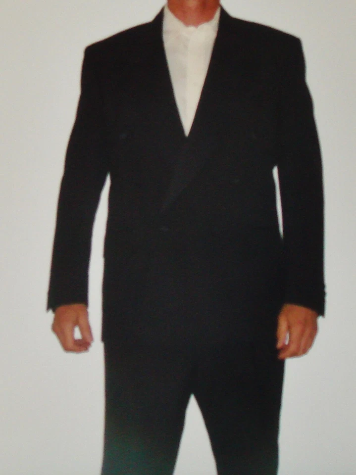 После шести классический 3 кнопки атласный смокинг костюм размер M 100% шерсти - Изображение 1 из 4
