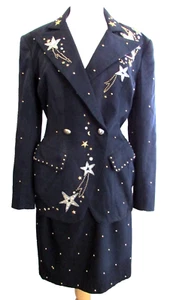 Vintage Lillie Rubin 2pc Black Studded Bling Skirt Set-8 - Picture 1 of 23