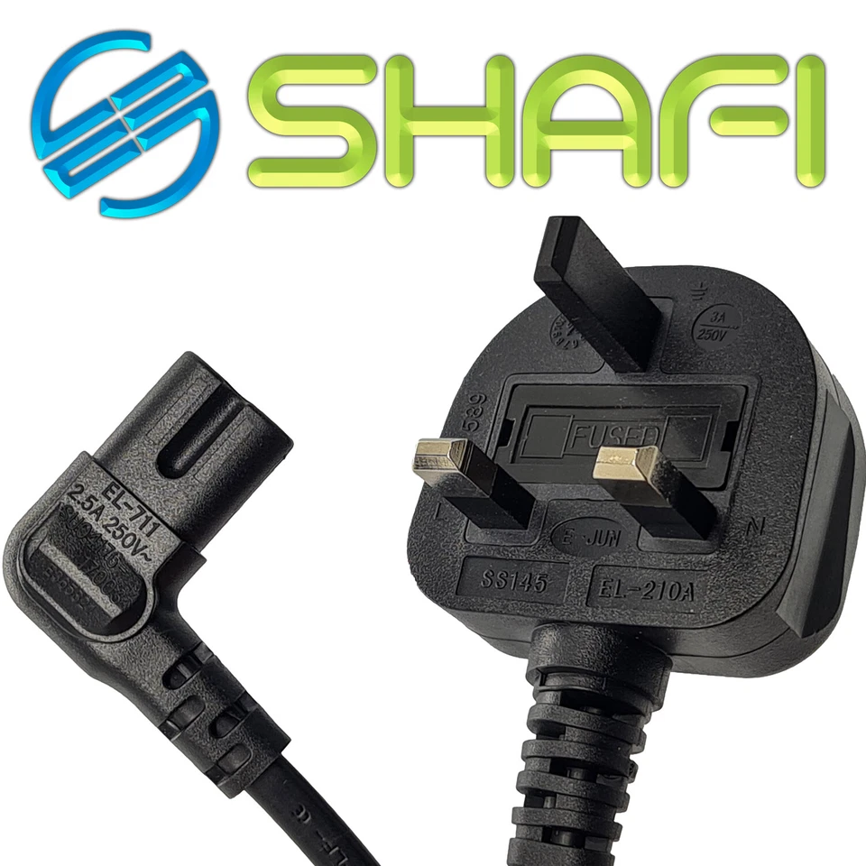 Figure Of 8 Samsung LG TV Power Cable, 2-Pin Right Angle IEC-C7 Cable 1/2/3/5M - Image 1 of 4