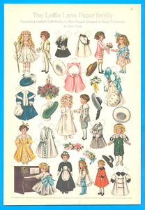 1909 The Petite Lane Papierfamilie Ausschnitte antike DRUCK Puppen ausgefallene Kostüme - Bild 1 von 1