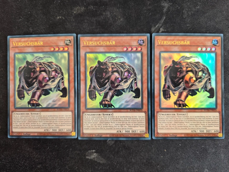 3x Yu-Gi-Oh! SUDA-DE018 Versuchsbär Ultra Rare NM 1st - Bild 1 von 1