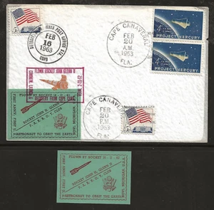 1963 US rocket mail cover, proof - John Glenn II, Cape Canaveral - 52C1, 52B1 - Picture 1 of 1