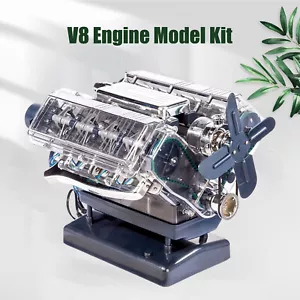 Mini V8 Engine Eight Cylinder Toy Model DIY Kit Working Miniature Motor Silver - Picture 1 of 11
