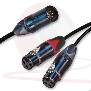 5 Pin Male XLR to Dual 3 Pin Female XLRs. Stereo Y Lead. Balanced Cable. - Picture 1 of 3