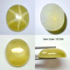 Oval 14x12 MM Yellow Star Sapphire 6 Rays Cabochon Lab Created Corundum - Picture 1 of 4