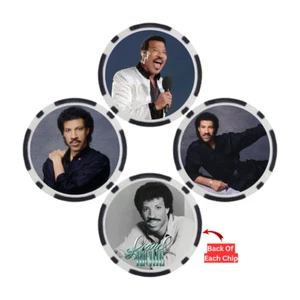 Juego de 3 fichas de póker Lionel Richie Top 100 músicos de todos los tiempos - Imagen 1 de 2