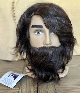 Pivot Point MALE w/BEARD Mannequin Head (100% Human Hair) Training Hair Model - Picture 1 of 9