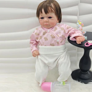 19" Vinyl Reborn Dolls Girl Baby Lifelike Newborn Doll Cloth Body Kids Gifts - Picture 1 of 7