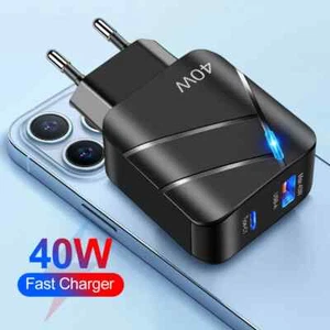 Cargador rápido de 3 vías Fuente de alimentación 40W Cargador USB C USB Cargador de enchufe múltiple - Imagen 1 de 12