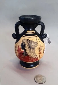 Urna griega ánfora, policromada bronceada, roja, marrón sobre negro. - Imagen 1 de 4
