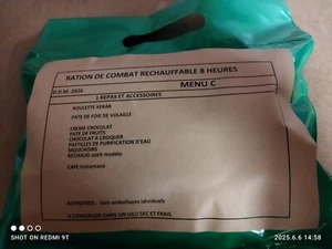 PORT OFFERT 1 ration de combat réchauffable, 8 heures DDM 26 Menu C BOUL. KEBAB - Imagen 1 de 1