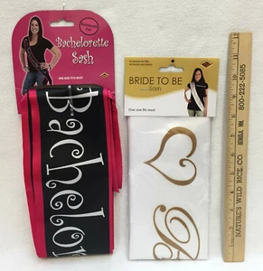 Bachelorette Sash Party Bride To Be Gold & White - Black & Pink Lot 2 Parties - Picture 1 of 3