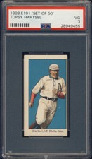 1909 E101 Topsy Hartsel PSA 3 Philadelphia Athletics