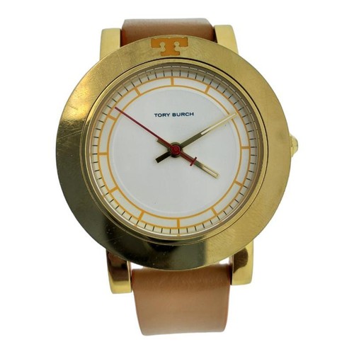 Tory Burch Tbw6000 Ellsworth Quadrante avorio Cinturino in pelle marrone da donna (CSC044560)