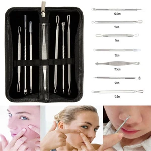 7Pcs Blackhead Acne Spot Comedone Pimple Blemish Extractor Remover Tool Kit Set - Picture 1 of 12