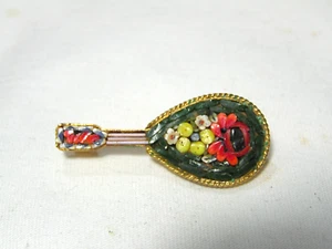 ...Vintage Brosche goldfarben, Mosaik Glas Musikinstrument... - Bild 1 von 5