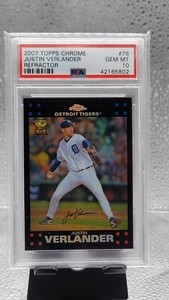 2007 Topps Chrome Justin Verlander Rookie Refractor #76! PSA 10!
