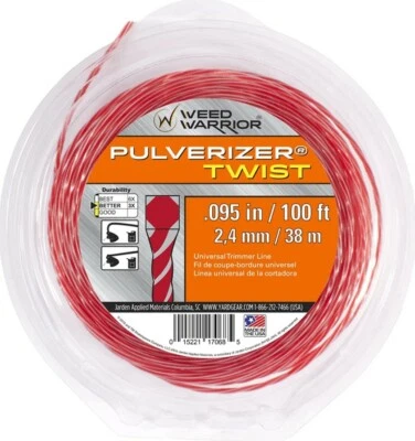 .095 Прочный двухкомпонентный скручивающийся струнный триммер газопровод пожиратель сорняков дробилка 100 футов - Изображение 1 из 4