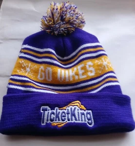 TicketKing Knit Winter Hat Purple & Yellow ,TicketKing Logo Patch - Picture 1 of 1